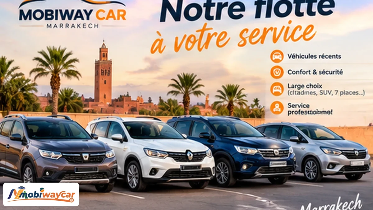 Flotte de voitures de location Mobiway Car Marrakech : citadines, SUV et premium